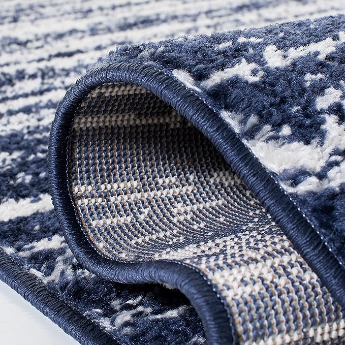 SAFAVIEH Adirondack Collection Area Rug - 4' Square, Navy & Ivory, Modern Ombre Design, Non Shedding & Easy to Clean, Ideal for Living Room, Bedroom, Office, Dining Space (ADR113N)