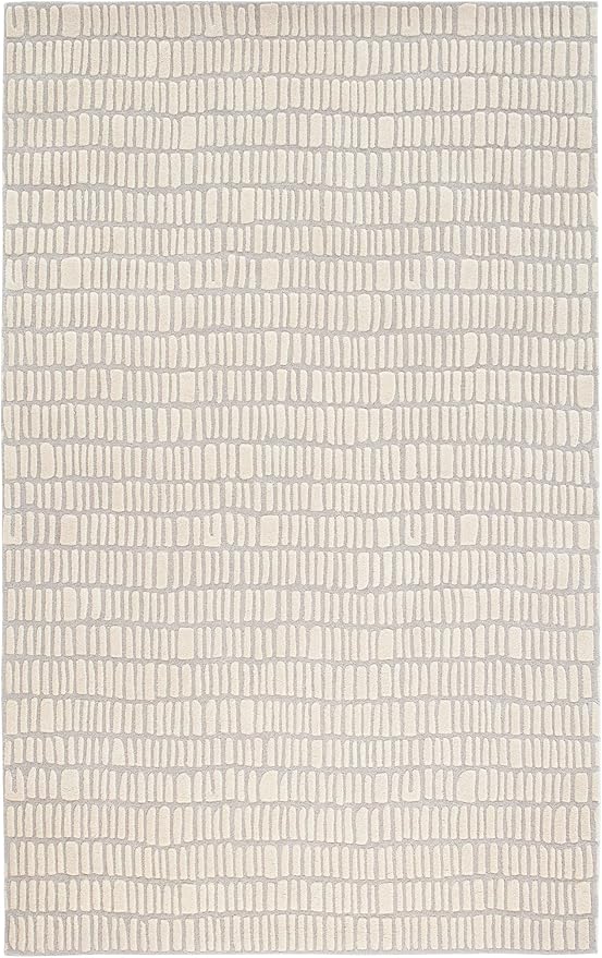 Dash and Albert Roark Wool Area Rug - 4' x 6' Ivory Geometric Hand Tufted Accent Rug - Durable, High Traffic Areas Hallway, Living Room, Stairs - Premium Luxury Hotel Quality Soft Breathable