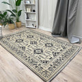 Alfa Rich 7x10 Beige Black Washable Area Rugs for Living Room Bedroom Kitchen Dining Cotton Rug