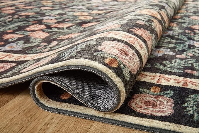 Loloi Rifle Paper Co. Eden Collection EDE-02 Mughal Garden Black 8'-6" x 11'-6" Area Rug feat. CloudPile™
