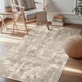 Washable Rug 3x5 Area Rug for Living Room Bedroom, Modern Abstract Throw Rug Indoor Floor Carpets Low Pile No Shed Non-Slip with Rubber Backing Dining Room Kitchen Office (Light Brown, 3'x5')