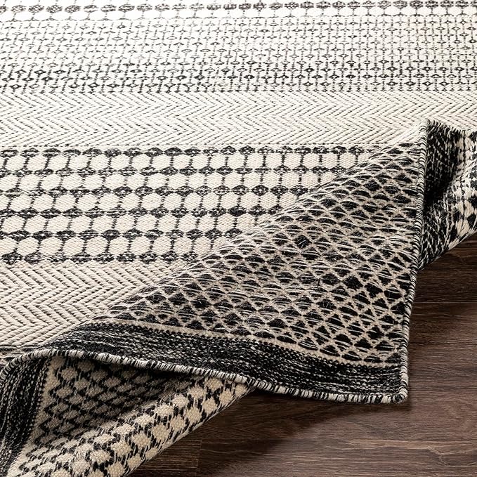 Mark&Day Wool Rugs, 9x12 Tervoort Global Black Area Rug, Blue Beige Carpet for Living Room, Bedroom or Kitchen (8'10" x 12')