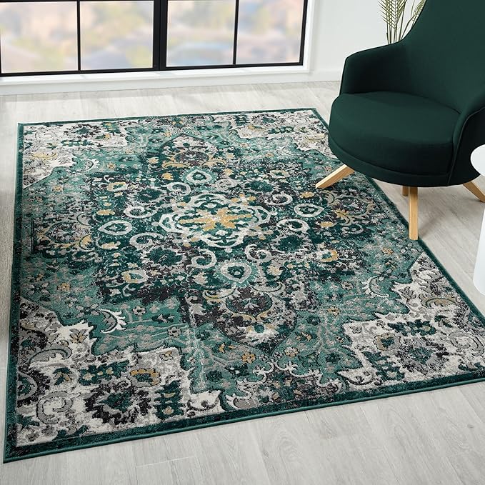 LUXE WEAVERS Moroccan Green 6x9 Medallion Area Rug for Living Rooms