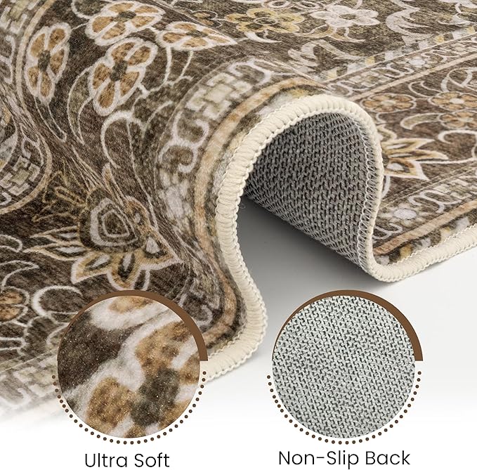 Washable Area Rug 6x9 | Non Slip Area Rug for Living Room, Bedrooms, Dining Room | Ultra-Soft Flannel Carpet Area with Rubber Backing (Dark Sage, 6x9)