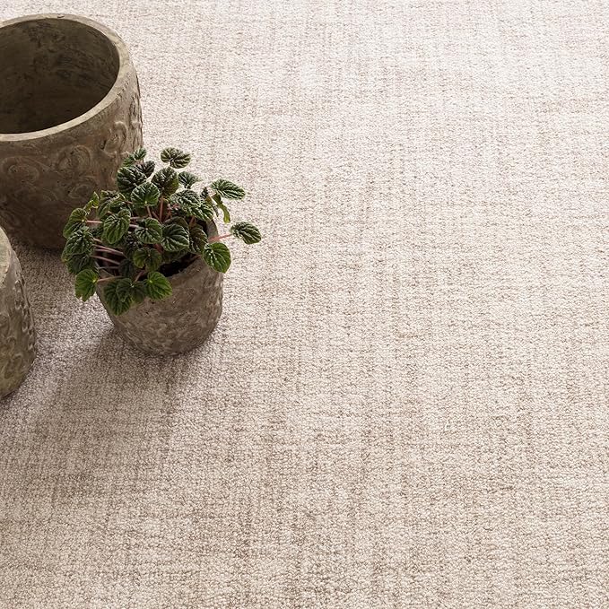 Dash and Albert Crosshatch Wool Area Rug - 8.5 X 11.5 Ivory Solid Hand Micro Hooked Accent Rug - Durable, High Traffic Areas Bedroom, Hallway, Stairs - Premium Luxury Hotel Quality Soft Breathable