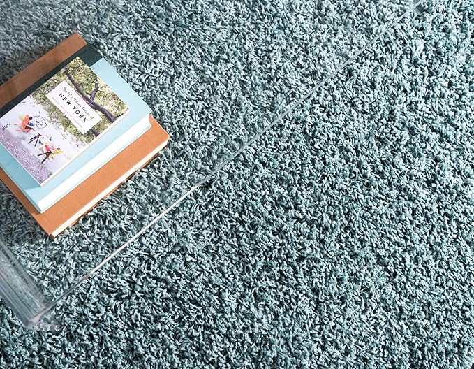 Unique Loom Solid Shag Collection Area Rug (8' Round, Light Slate Blue)