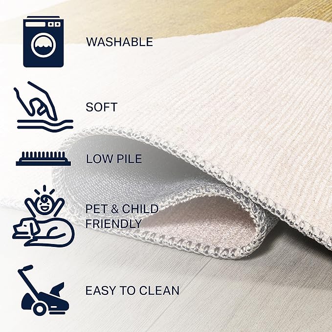 JONATHAN Y Machine Washable Cream/Moss Indoor Area Rug 4X6 ft, Luola Minimalist Geometric for Living Room, Bedroom, Kitchen, Office, Easy-Cleaning, High Traffic, Pet-Friendly, Non-Shedding WSH112A-4
