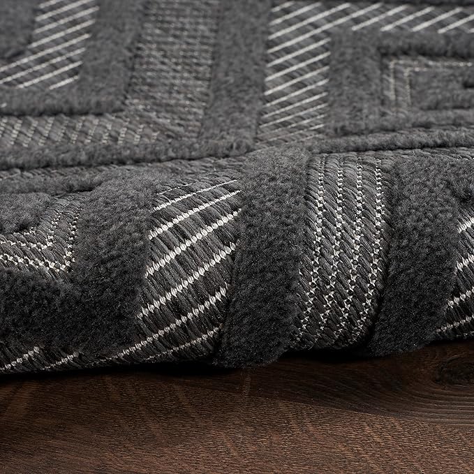 Nourison Home Versatile Charcoal Black 2' x 4' Area Rug - Easy Clean, Non Shedding, Bed Room, Living Room, Dining Room, Kitchen (2' x 4')