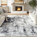 FMFUNCTEX 8x10 Washable Area Rug Black and Grey Neutral Abstract Modern Large Non Slip Carpet for Living Room Bedroom Soft Low Pile Indoor Mat Contemporary Accent Throw Rug for Dining Kitchen Nursery