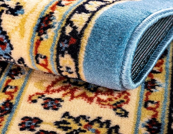 Unique Loom Sialk Hill Collection Area Rug - Washington (7' x 10' Rectangle Light Blue/Navy Blue)