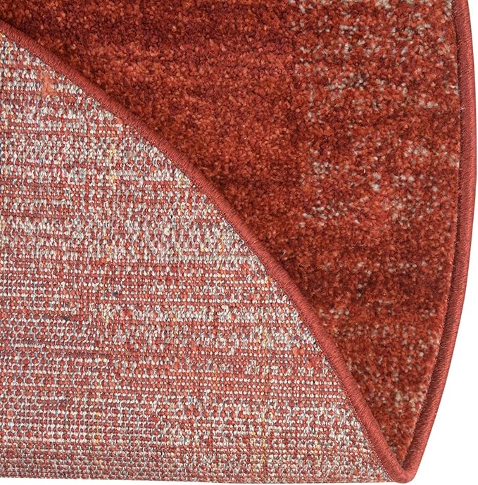 Rugs.com Angelica Collection Rug – 8 Ft Round Terracotta Medium Rug Perfect for Kitchens, Dining Rooms