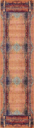 Unique Loom Estrella Collection Rustic, Distressed, Modern, Abstract Area Rug (2' 7 x 10' 0 Runner, Orange/Black)