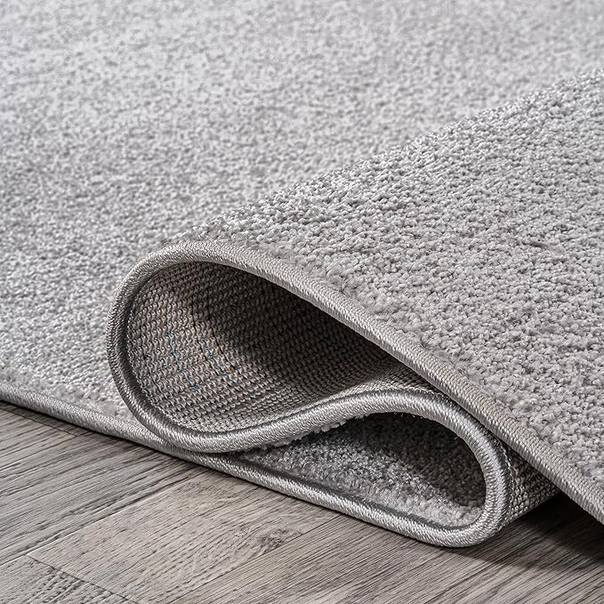 Eyely UES100K-7SQ Supersoft Haze Solid Low-Pile Indoor Area Rug, Coastal, Bohemian, Minimalist, Classic, Casual for Bedroom,Kitchen,Living Room,Non Shedding,Easy-Washing, Gray, 7' Square