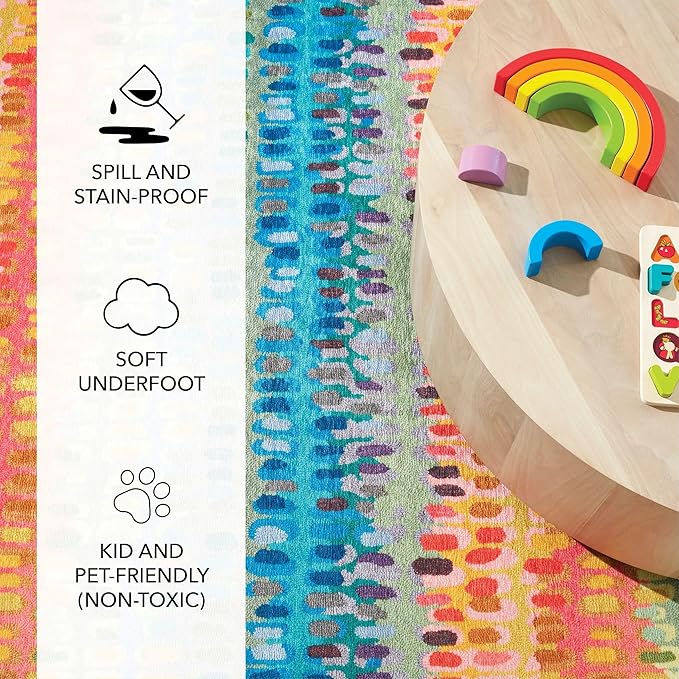 Dash and Albert Paint Chip Machine Washable Area Rug - 3' x 5' Multicolor - Geometric Accent Rug - Anti-Slip Backing, Lightweight, Machine Washable, High Traffic Areas Kitchen, Mudroom, Laundry Room