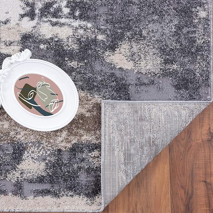 LUXE WEAVERS Euston Collection Gray-Gray 5x7 Modern Abstract Area Rug