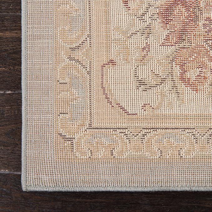 Rugs.com Chateau Collection Rug – 6 Ft Square Light Blue Medium Rug Perfect for Living Rooms, Kitchens, Entryways