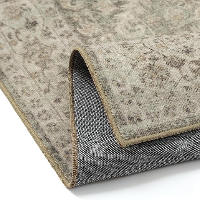 Brown 3x5 Entryway Rug Vintage Area Carpet Indoor Office Washable Door Mat Entrance Small Low Pile Traditional Distressed Retro Accent Throw Rug Non Slip Kitchen Bathroom