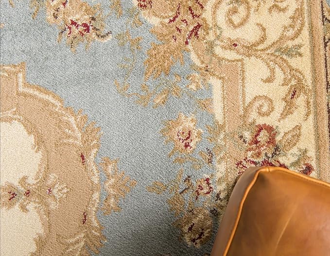 Rugs.com Chateau Collection Rug - 4 Ft Round Light Blue Medium Pile Rug