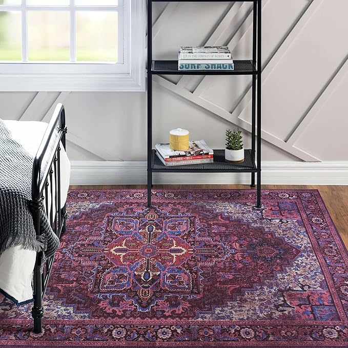 Fame Rugs Turkish Rug. Washable Vintage Oriental Antique Inspired Traditional Doormat Small Modern Area Rugs Luxury Entryway Entry Bedroom Bathroom Kitchen (398RR, 2'5 x 6'9)