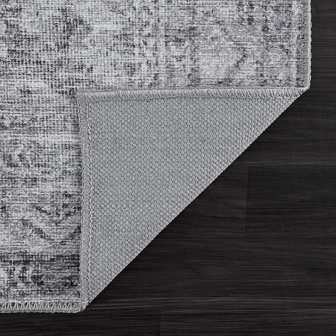 Bloom Rugs Washable 10 ft Runner - Ivory/Silver Gray Traditional Runner for Entryway, Hallway, Bathroom, and Kitchen - Exact Size: 2.5' x 10'