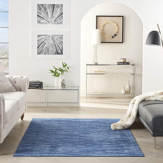 Nourison Home Nourison Essentials Navy Blue 6' x 9' Area Rug - Easy Clean, Non Shedding, Bed Room, Living Room, Dining Room, Kitchen (6' x 9')