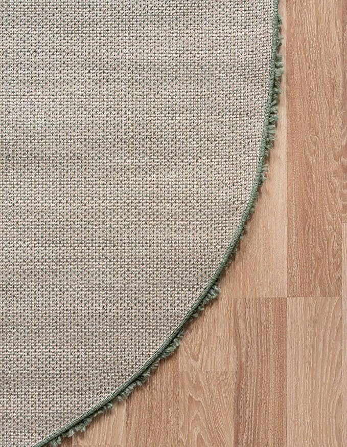 Unique Loom Davos Shag Collection Area Rug - Solid (5' 3" x 8' Oval, Sage)