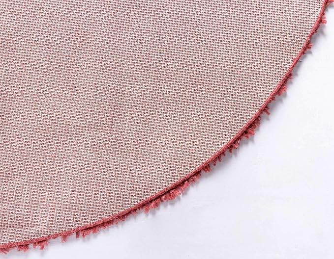 Unique Loom Davos Shag Collection Area Rug - Solid (3' 3" Round, Poppy)