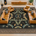 Large Black Rug for Living Room - Area Rugs 9x12 Dining Room Table, Large Bedroom Under Bed, Unique Insect Bug Home Décor, Foldable Soft Stain Resistant