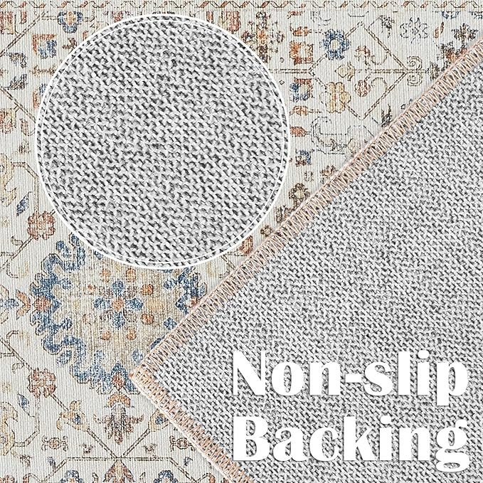 jinchan Runner Rug 2x5 Washable Hallway Rug Distressed Orange Multi Vintage Floral Runner Kitchen Floor Cover Indoor Mat Retro Entryway Living Room Bedroom Office Farmhouse