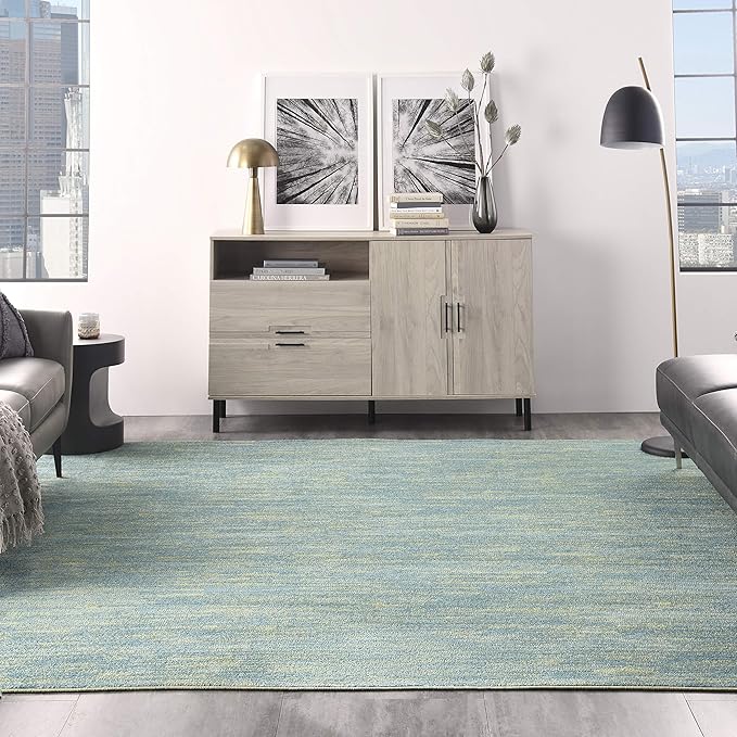 Nourison Home Nourison Essentials Blue Green 9' x Square Area Rug - Easy Clean, Non Shedding, Bed Room, Living Room, Dining Room, Kitchen (9' x Square)