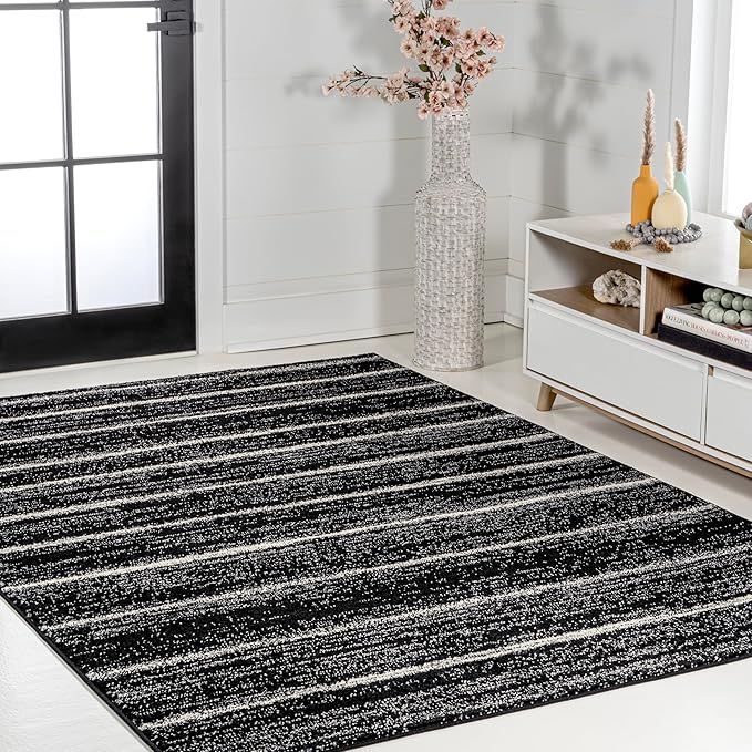 JONATHAN Y Williamsburg Minimalist Stripe Black/Cream Indoor Area Rug, 3x5, Contemporary, Modern, Easy-Cleaning for Living Room, Bedroom, Kitchen, Pet Friendly, Non-Shedding (MOH201F-3)