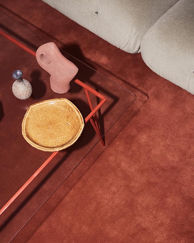 Hand-Tufted Wool Round Area Rug – Soft Premium Wool Carpet for Living Room, Bedroom & Home Décor – 7X7 ft| Brick Red – Durable, Non-Slip Backing, Handcrafted Rug