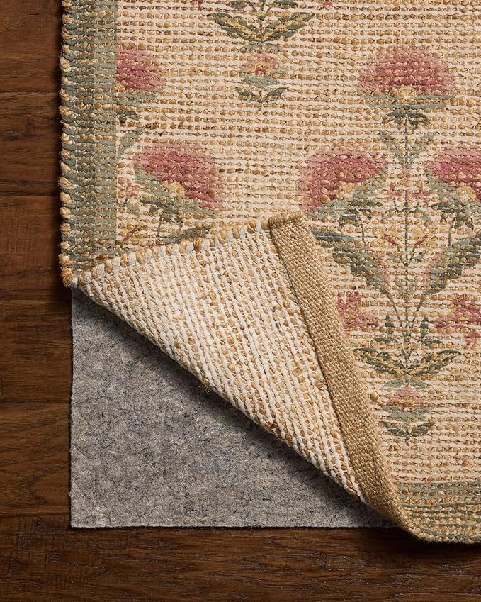 Loloi Chris Loves Julia Rue Collection RUE-01 Sage/Blush 9'-3" x 13' Area Rug Jute Neutral Floral Living Room Bedroom Rug