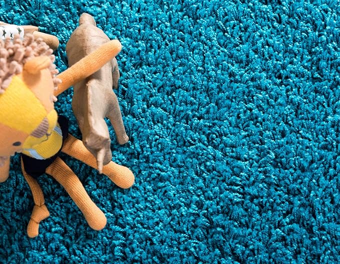 Unique Loom Solid Shag Collection Area Rug (7' 1" x 10' Rectangle, Turquoise)