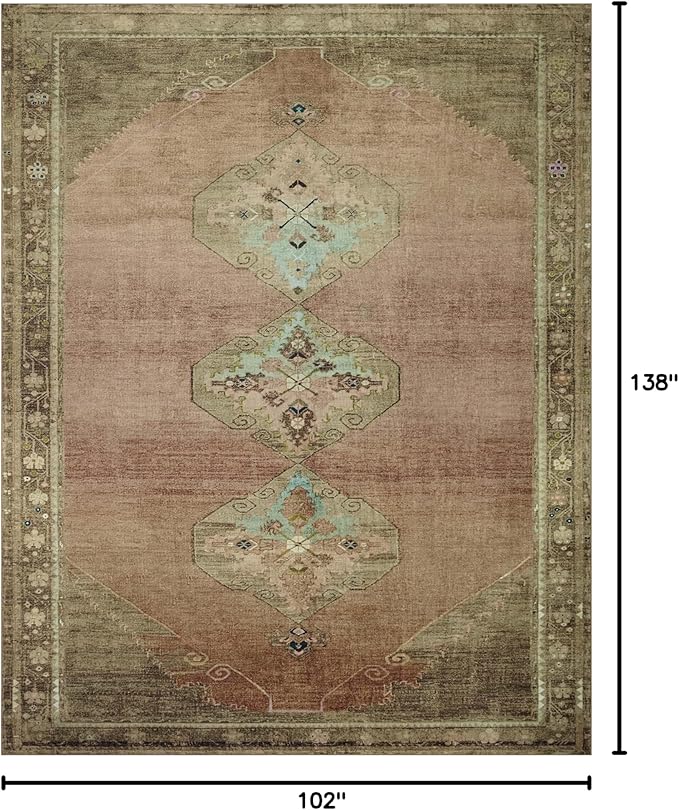 Loloi Magnolia Home by Joanna Gaines Sinclair Collection SIN-06 Clay/Tobacco 8'-6" x 11'-6", .25" Pile Height, Machine Washable, Area Rug