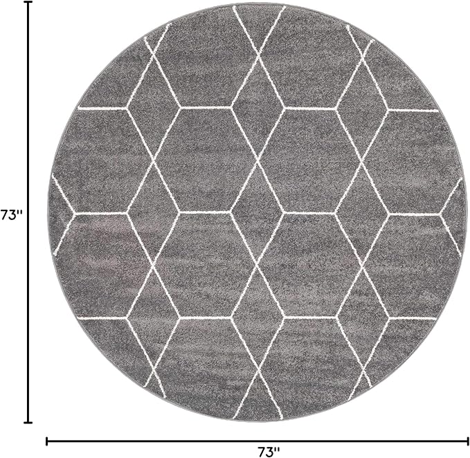 Unique Loom Trellis Frieze Collection Area Rug - Geometric (6' Round, Dark Gray/ Ivory)