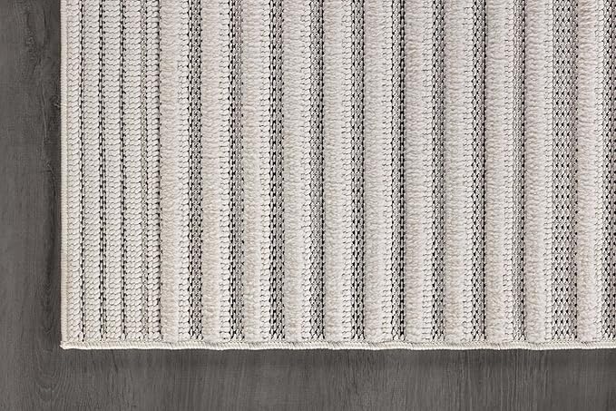CAMILSON Modern Runner Rug 2x7 Luxury Swirl Curved Micro Loop Hallway Rugs Soft High-Low Pile Stain Resistant Easy to Clean Non-Shedding Durable Entryway Kitchen Indoor Area Carpet (White)