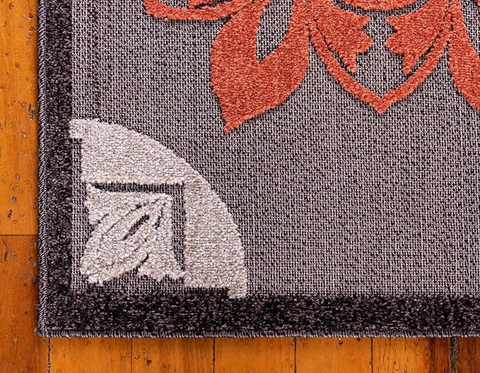Unique Loom Outdoor Modern Collection Area Rug - Chicago (5' 1" x 8' Rectangle, Brown/ Orange)