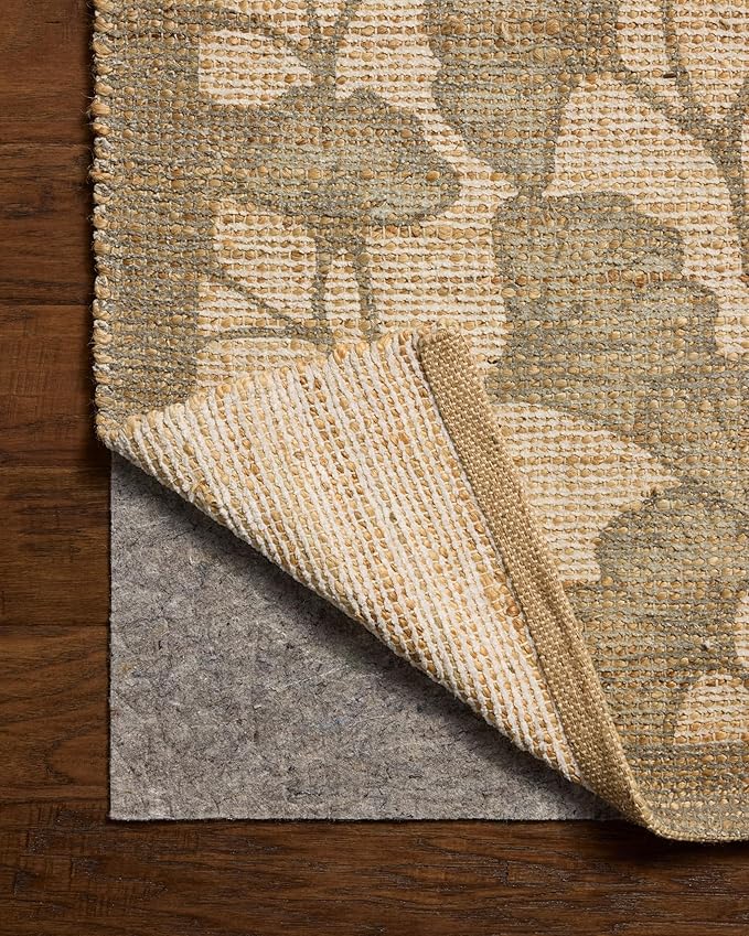 Loloi Chris Loves Julia Rue Collection RUE-02 Olive/Sage 3'-6" x 5'-6" Accent Rug Jute Neutral Floral Living Room Bedroom Rug