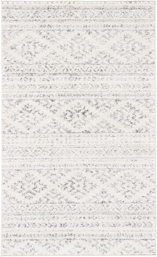 SAFAVIEH Tulum Collection Accent Rug - 2' x 4', Ivory & Grey, Moroccan Boho Tribal Design, Non-Shedding & Easy to Clean, Ideal for Front Door, Kitchen, Entryway, Foyer (TUL272A)