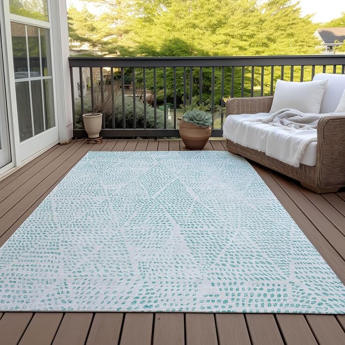 Addison Rugs Chantille ACN591 Aqua 5' x 7'6" Indoor Outdoor Area Rug, Easy Clean, Machine Washable, Non Shedding, Bedroom, Living Room, Dining Room, Kitchen, Patio Rug