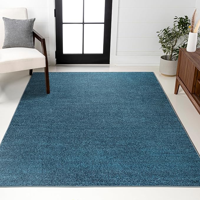 JONATHAN Y Haze Solid Low-Pile Turquoise Indoor Area Rug 8x10, Coastal,Bohemian,Minimalist,Classic, Easy-Cleaning for Living Room,Bedroom,Kitchen,Pet Friendly,Non-Shedding (SEU100H-8)