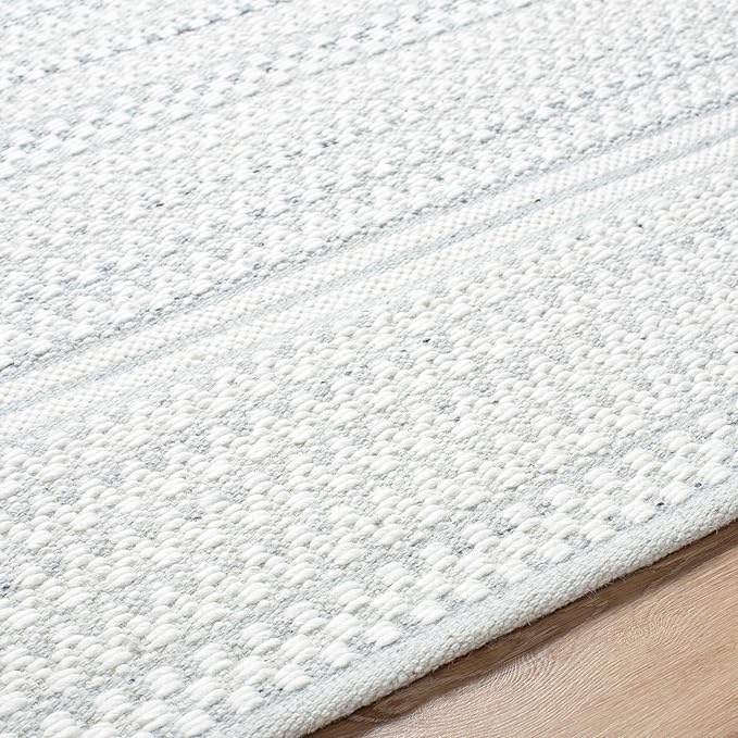 Mark&Day Wool Rugs, 6x9 Precious Solid and Border Cream/Charcoal Area Rug, Cream Grey Carpet for Living Room, Bedroom or Kitchen (6' x 9')