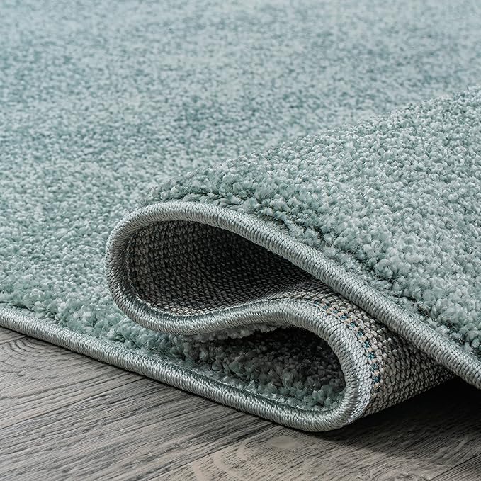 JONATHAN Y Haze Solid Low-Pile Aqua Blue 6x9 Oval Indoor Area Rug, Coastal,Bohemian,Minimalist,Classic, Easy-Cleaning for Living Room,Bedroom,Kitchen,Pet Friendly,Non-Shedding (SEU100S-6OV)