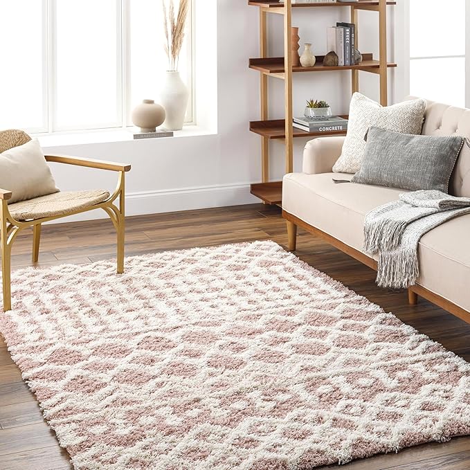Livabliss Hapsburg Moroccan Shag Area Rug,5'3" x 7'3",Dusty Pink