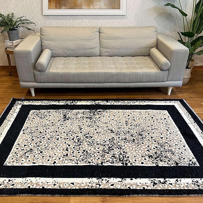 Alfa Rich 3x5 Leopard Beige Black Washable Area Rugs for Living Room Bedroom Reversible Rug Runner