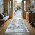 GLN Rugs Contemporary Collection - Machine Washable Area Rug, Contemporary Washable, Non Slip, Low Pile Chenille Rug, Living Room, Bedroom, Kitchen Rug (2'6" x 7' Grey/Green)