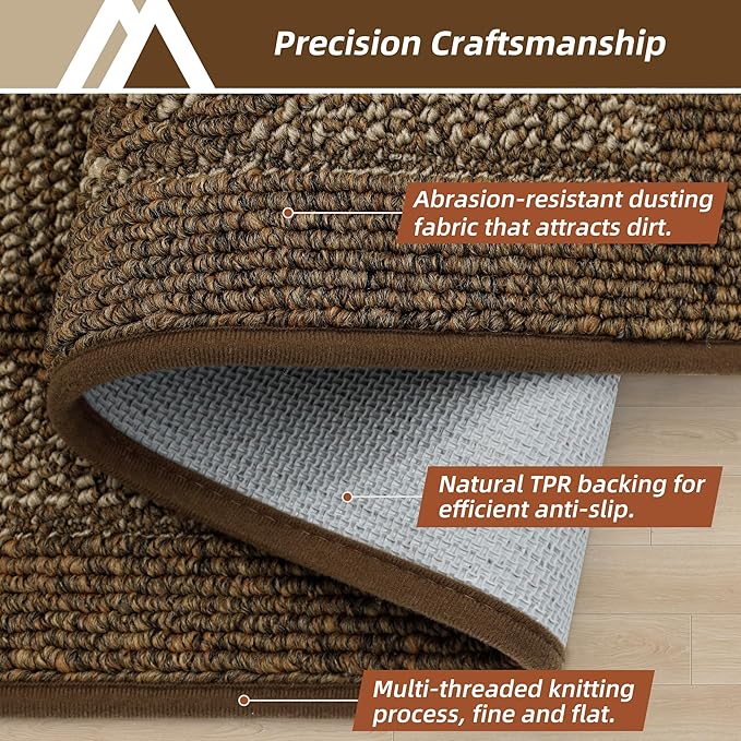 COSY HOMEER Non-Slip Door Mat 24"x36", Entryway Rugs Low Profile Absorbent Dirt Trapper Doormat for Front Entrance, Washable Polypropylene Entry Mat (Brown)