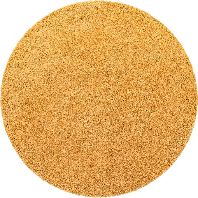 Unique Loom Davos Shag Collection Area Rug - Solid (10' Round, Sun Yellow)