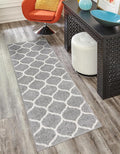 Rugs.com Lattice Frieze Collection Rug – 2' x 13' Runner Light Gray Medium Rug Perfect for Living Rooms, Large Dining Rooms, Open Floorplans